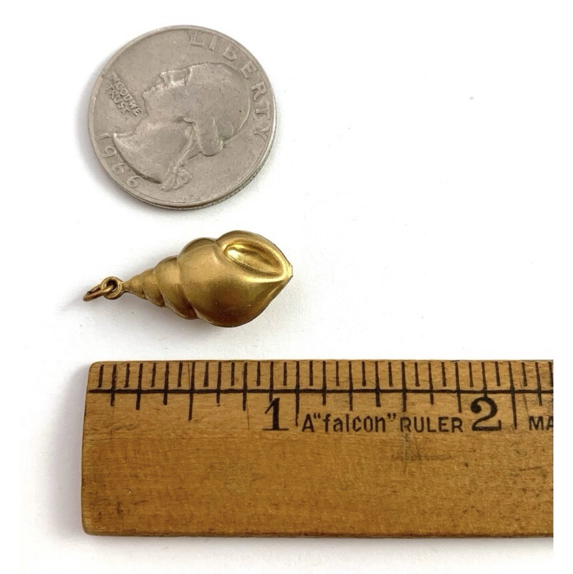 Vintage Charm Seashell Nautilus Snail Shell Brass Metal Pendant Beachy Jewelry
