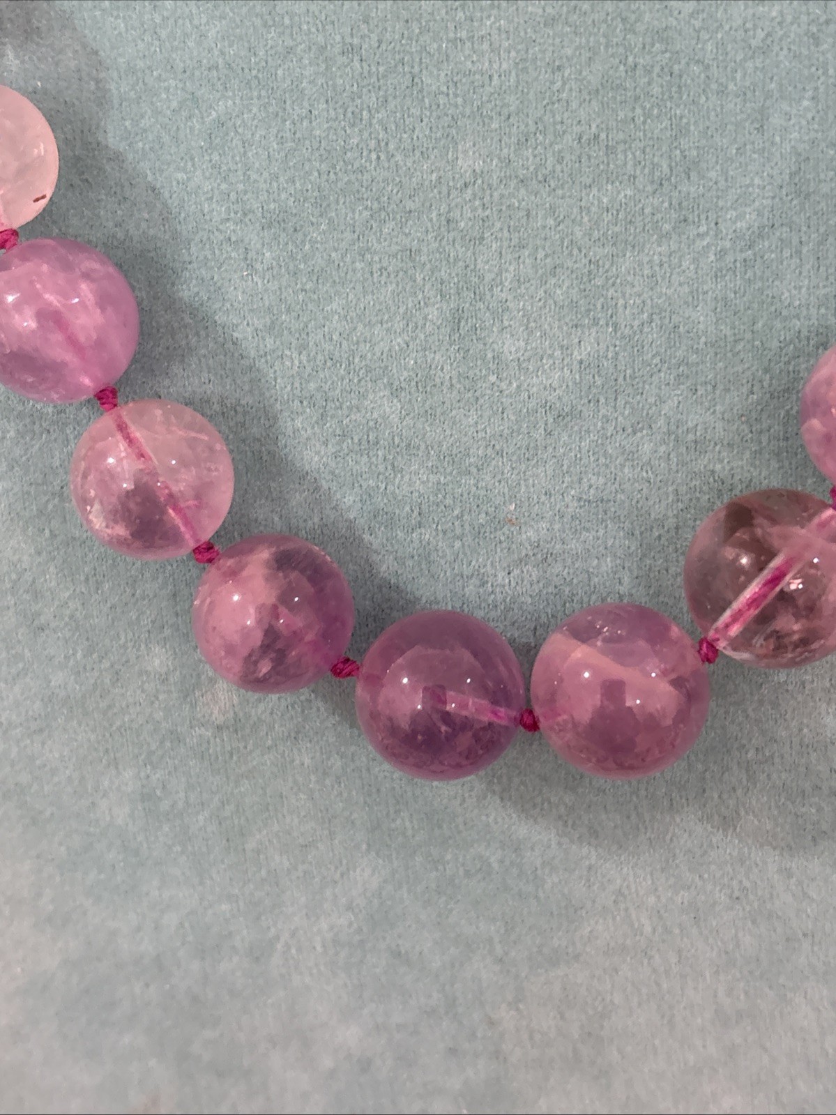 Vintage Chinese Export Sterling Silver Clasp Hand Knotted Amethyst Necklace 20″