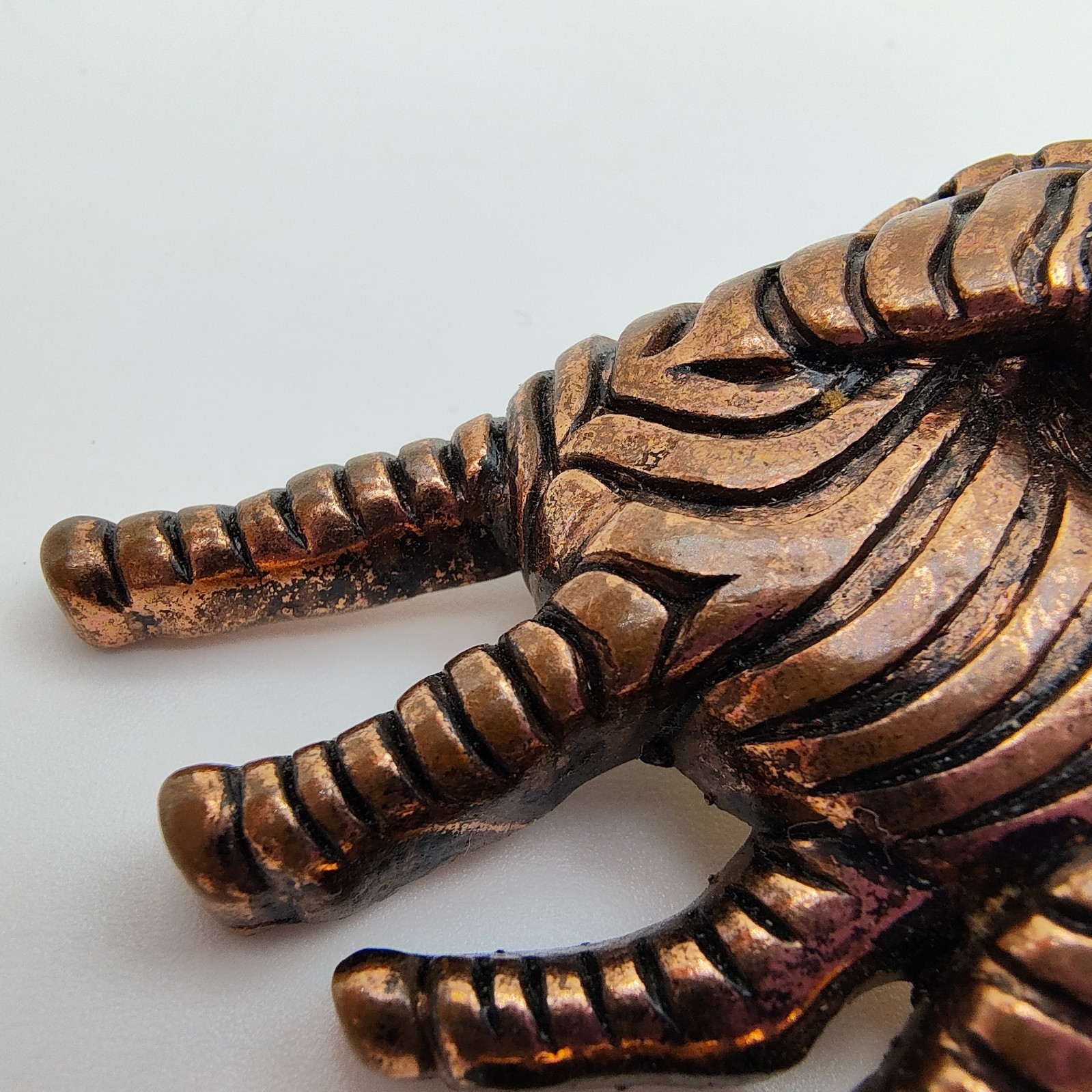 Vintage Zebra Brooch Copper Tone Textured Animal Figural Retro Safari Chic