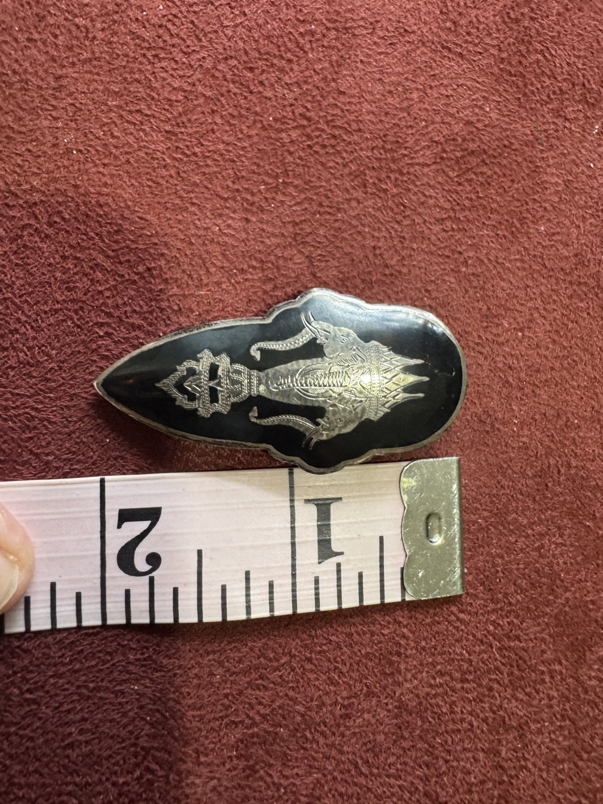 Vintage Siam .989 Silver Niello Erawan Dress Clip 1930s – 1950s Thai Nakorn