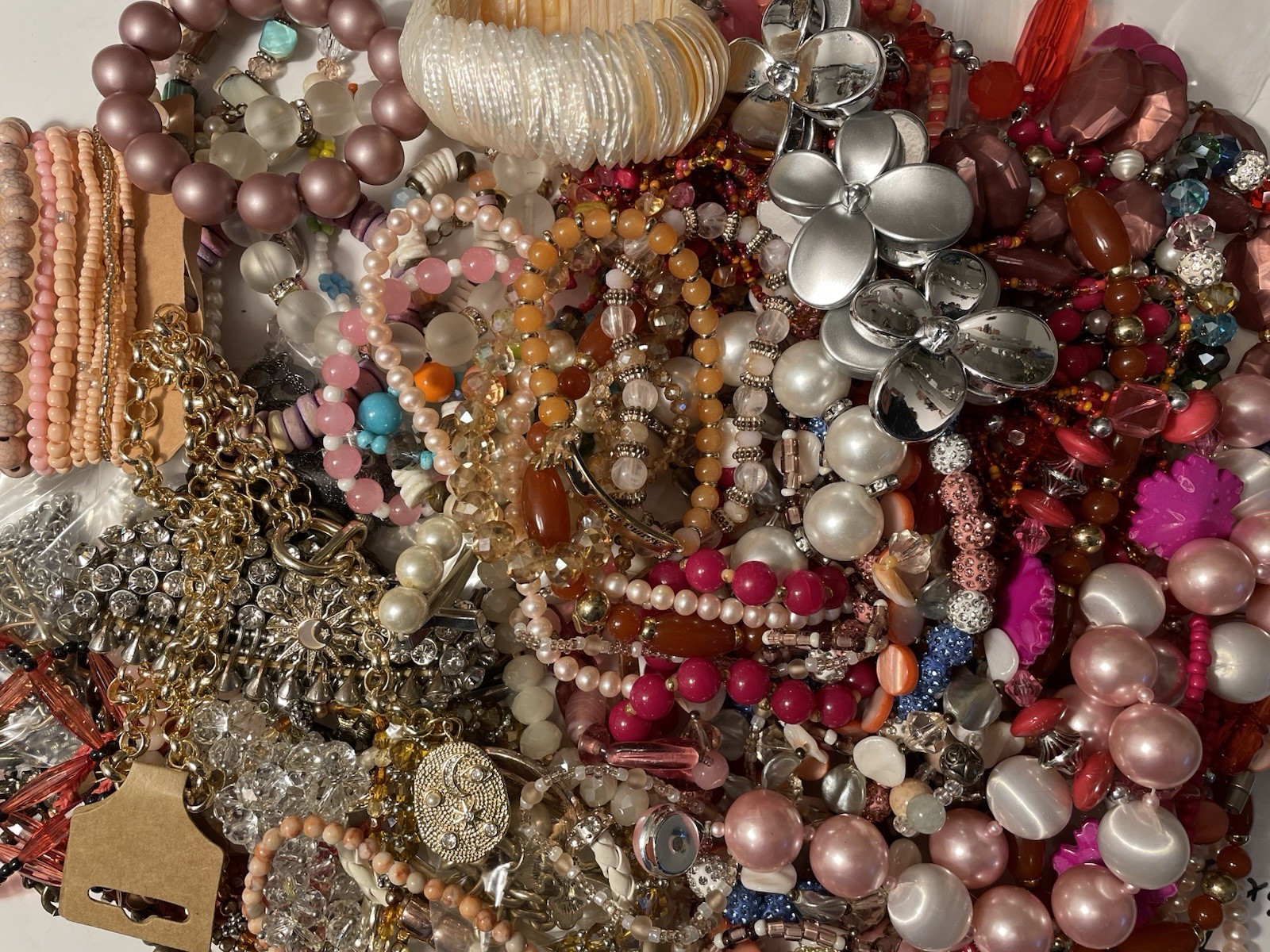 4Lb Mixed Mystery Jewelry Lot Vintage Mod Boho Beaded Necklaces Bracelets