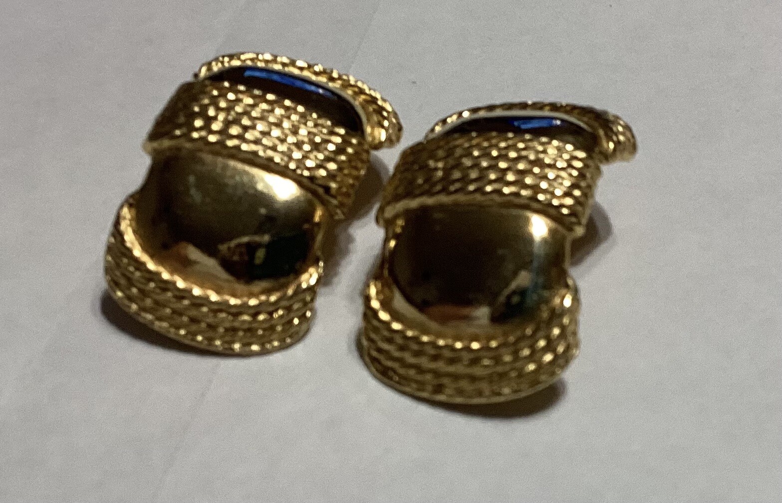 Gay Boyer Gold Tone Oval Rope Clip On Earrings Vntage Signed