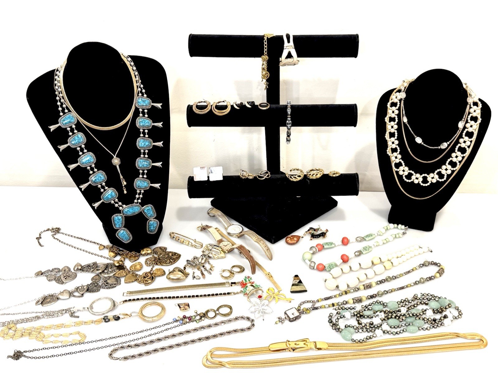 LARGE LOT Vtg Jewelry Brooch Bracelet Ring Earrings Necklace Pendant Cufflinks