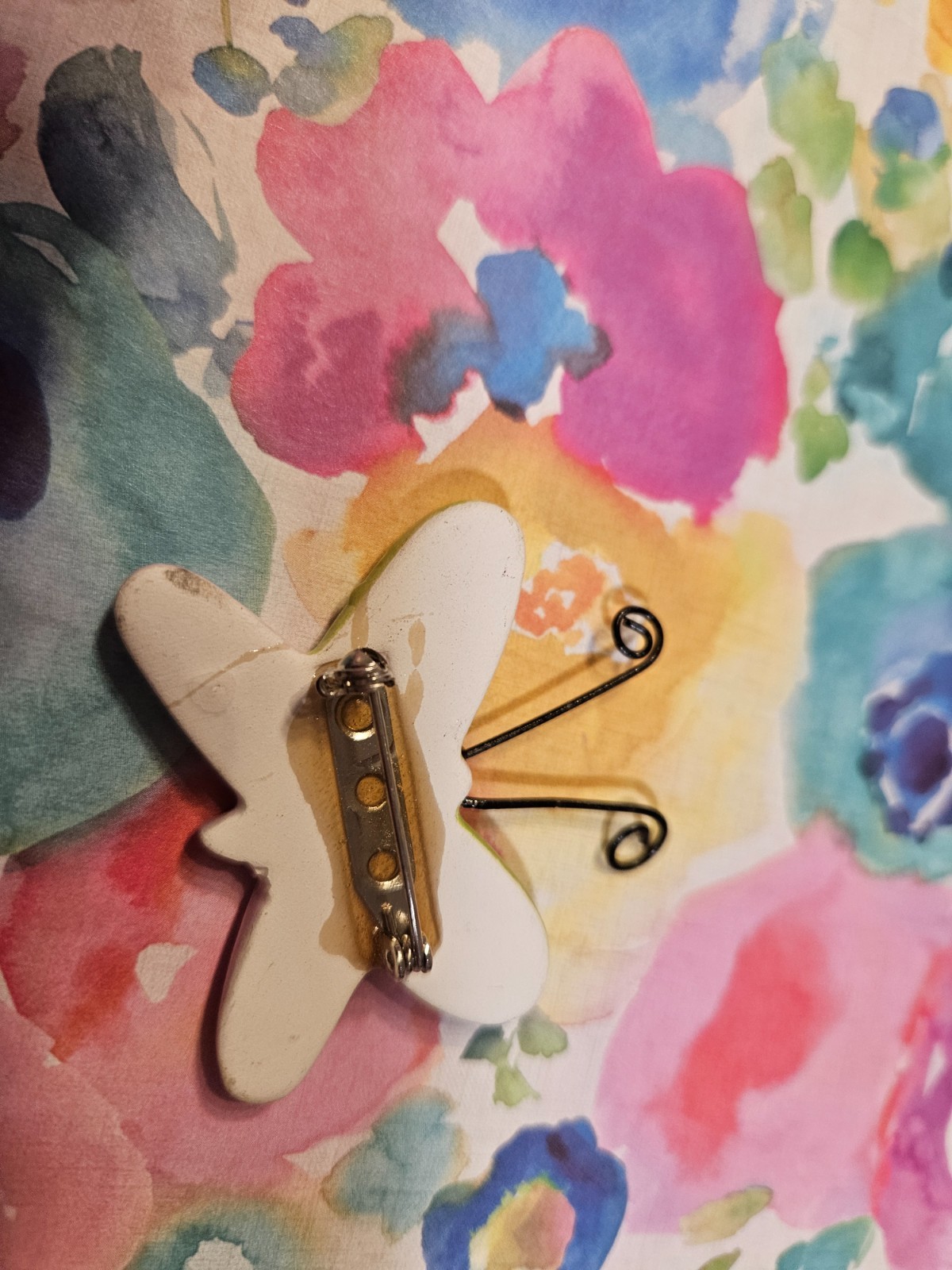 Vintage Ceramic Butterfly Brooch Purple Lime “Every Day is a Gift From God”