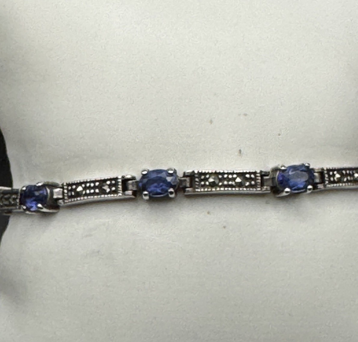Charles Winston CW 925 Bracelet Amethyst‑Colored Glass Stones Sterling Silver
