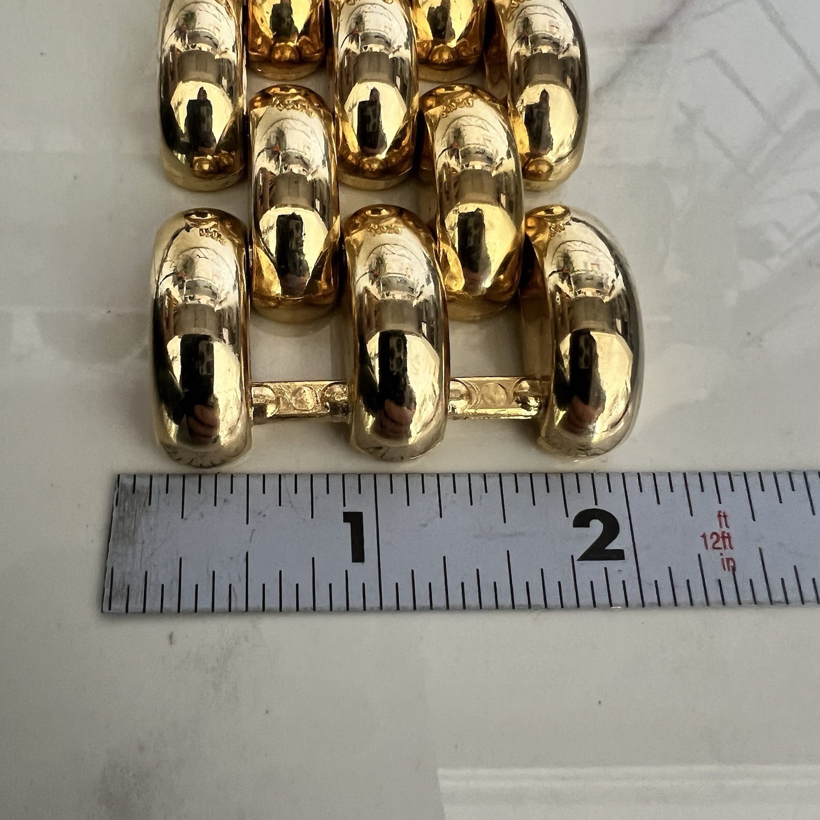 Vtg Italian Bracelet Brev. Pat. gold Plate 1960s Mid Century 8″ (CLASP DAMAGED)