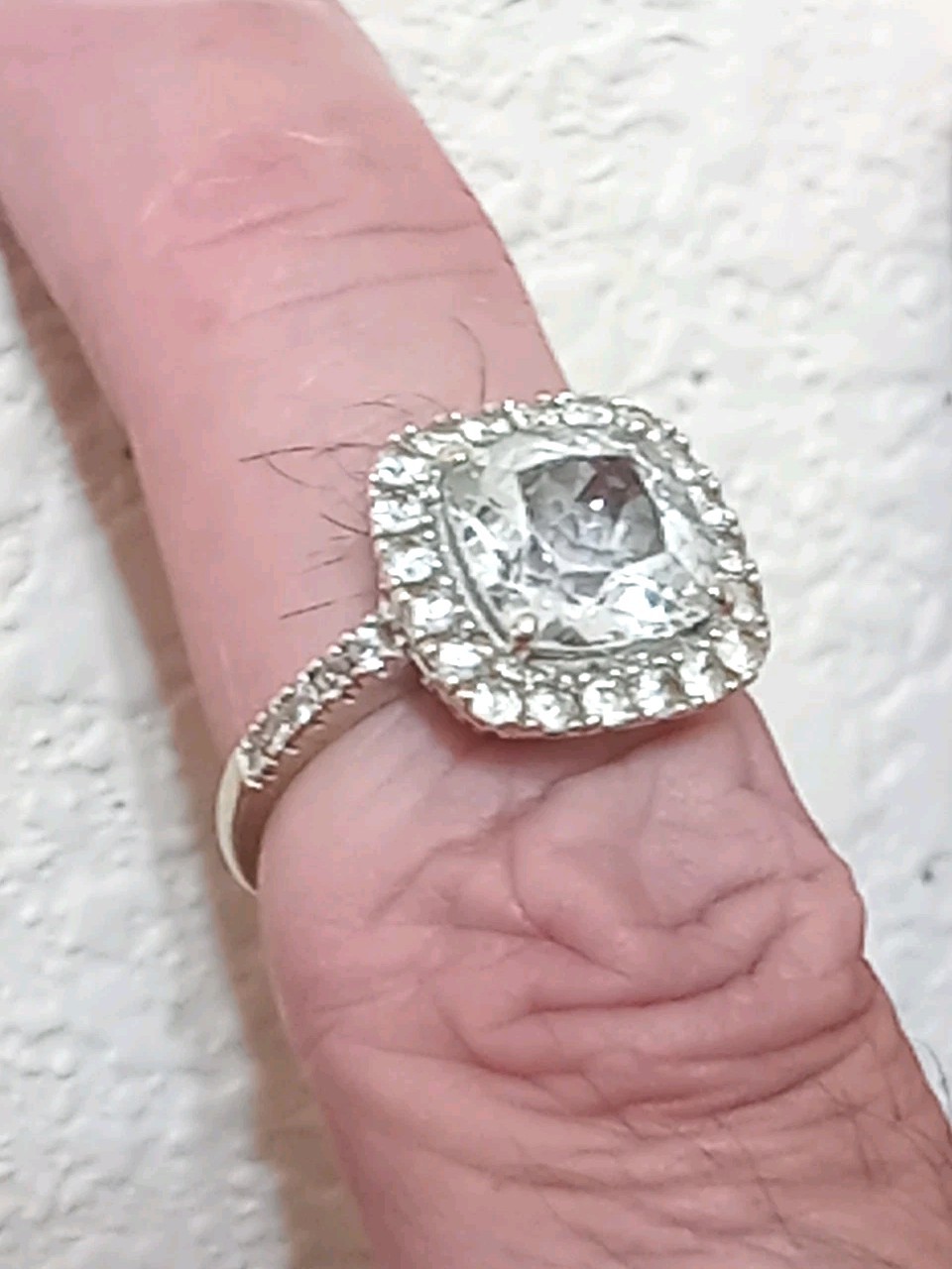 Luxury 14 Karat White Gold 5 ct.t.w. Cushion Cut White Spinel Handmade Ring.