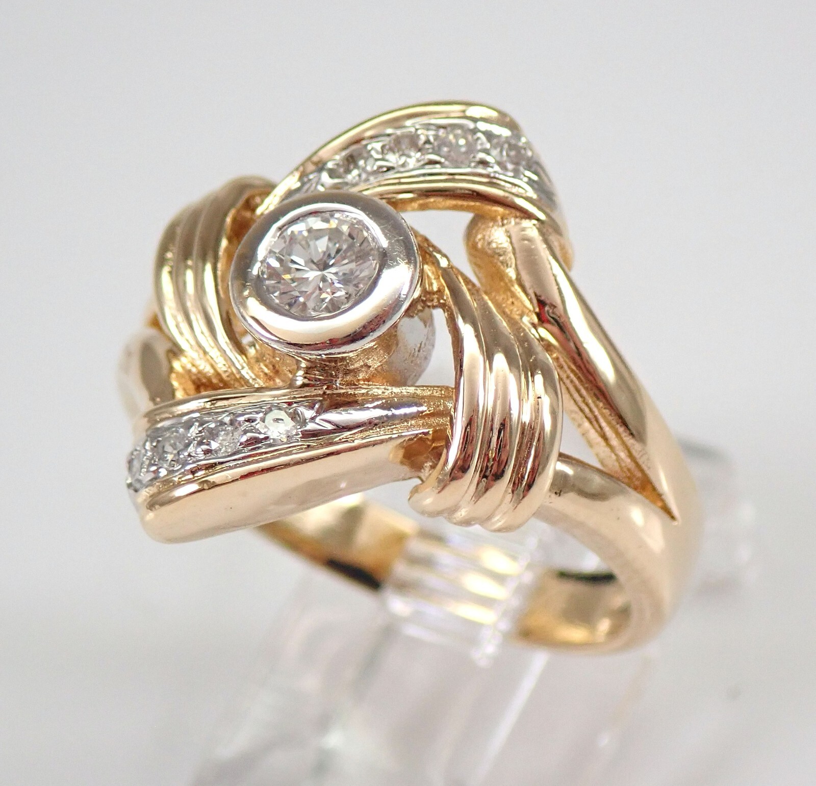 Antique Vintage 14K Yellow Gold Diamond Right Hand Ring Size 7 FREE SIZING