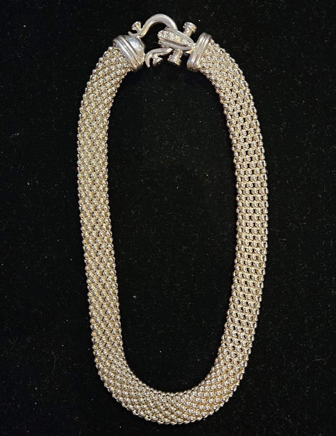 Avalaya Magnetic Buckle Silver Closure Mesh Necklace Silver Tone 17.5 Inch