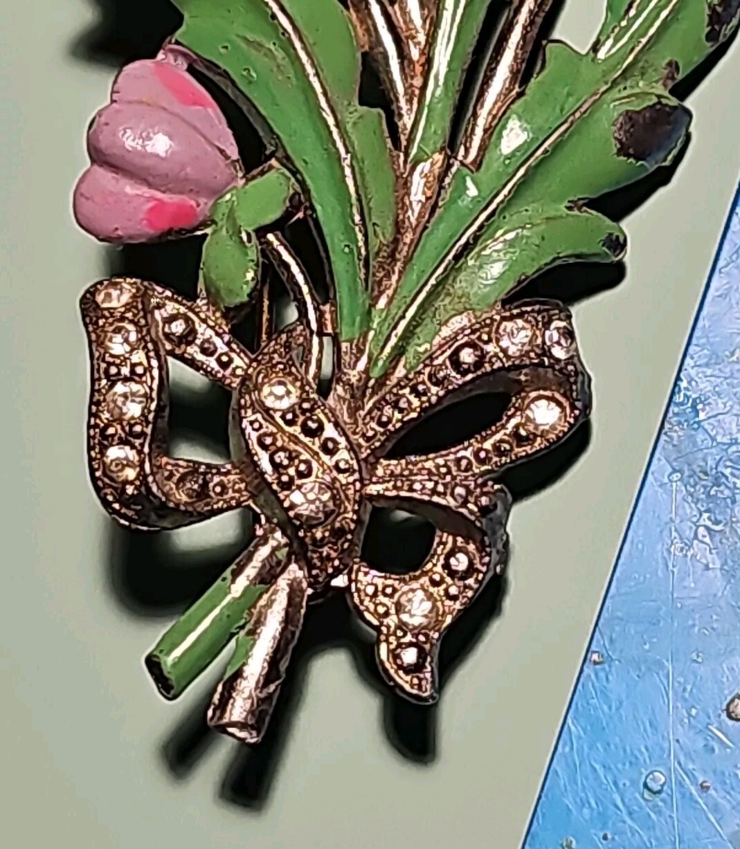 Vintage Floral 1930s Pot Metal Brooch Enamel New England Glassworks