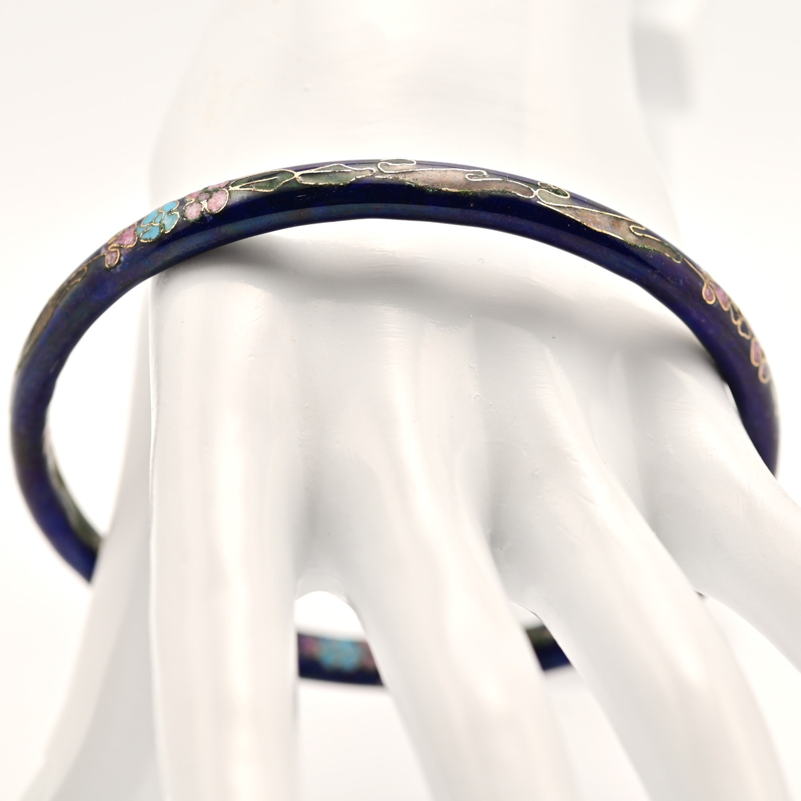 Chinese Vintage Original Enamel Cloisonne Asian Champleve Estate Bangle Bracelet