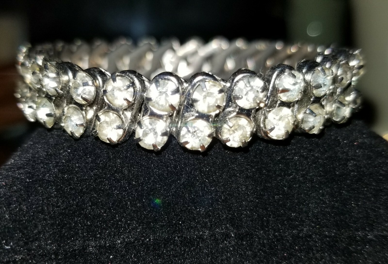 VTG 1950s Stretchy Rhinestone Bracelet Expanding Retro Glamour Jewelry