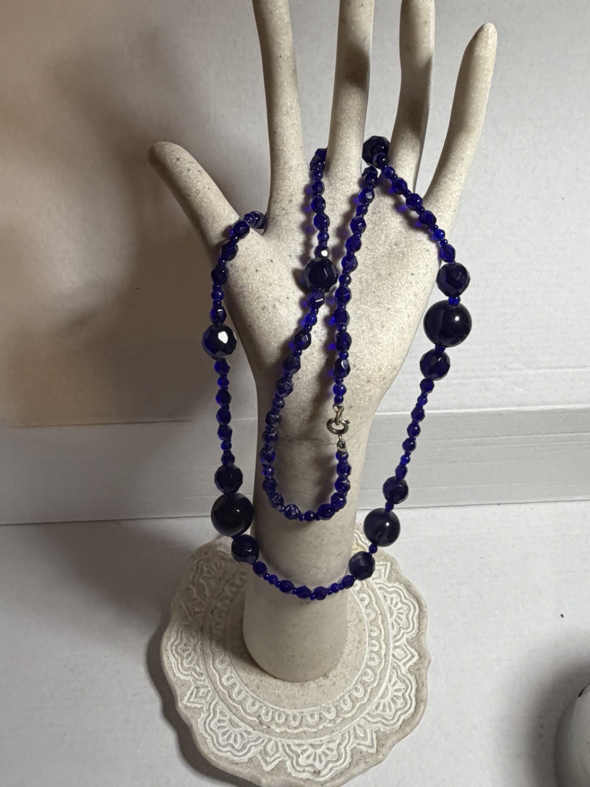 Cobalt Blue Bead Necklace Vintage