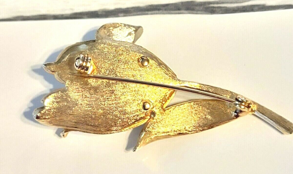 Calla Lily Flower Brooch Pin Vintage Large Silver- Gold tone Floral 2.5″ fb1-82