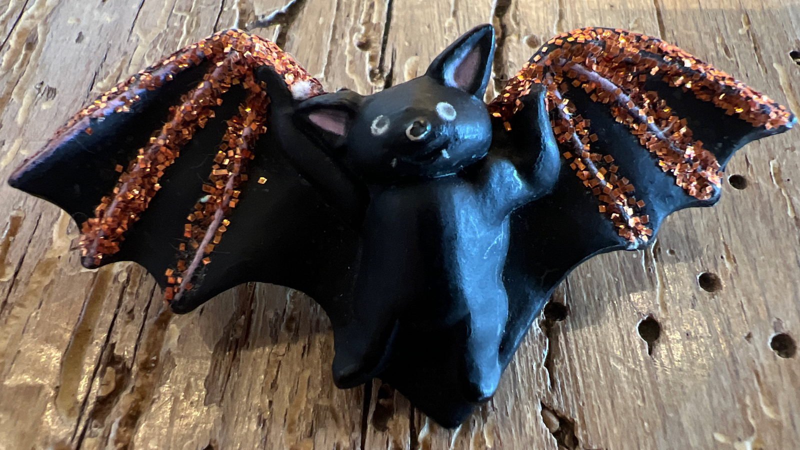 Vintage Glitter Bat Halloween Brooch Pin Design, ￼ S. Lehman For Fun World