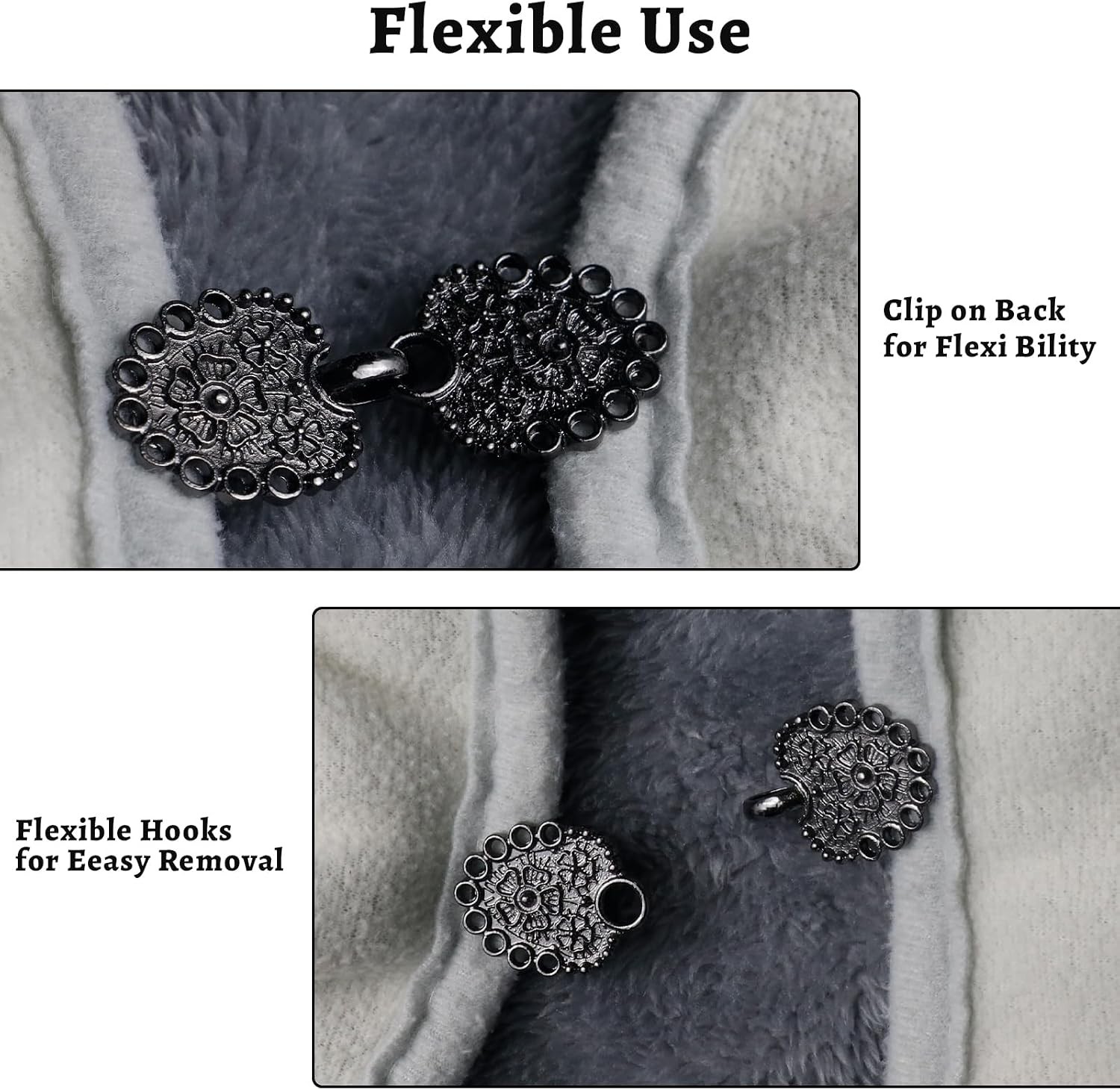 4 PCS Vintage Sweater Clips Cardigans to Hold Sweater Together, Shawl Collar