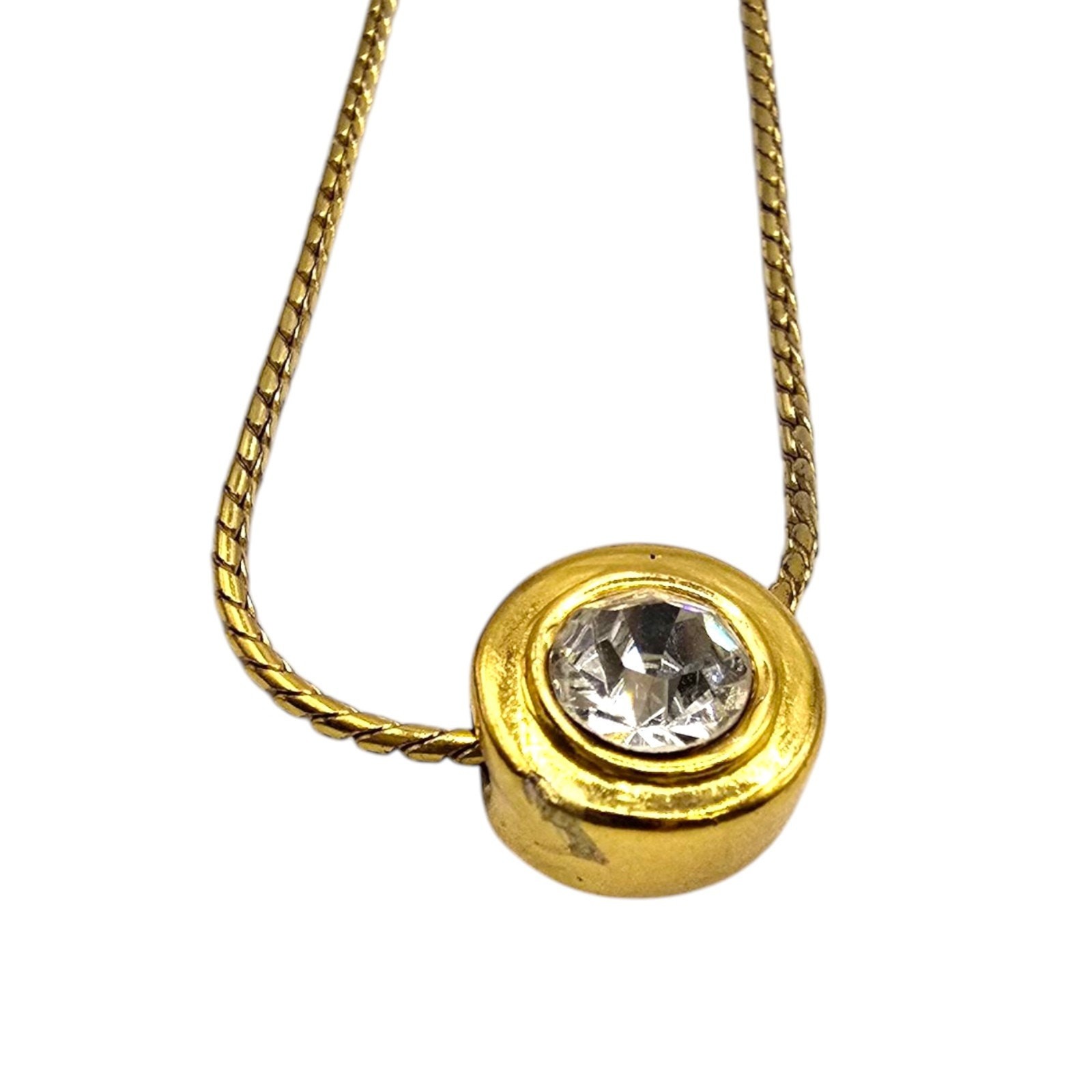 Minimalist Pendant Necklace Round Faceted Clear Crystal Rope Chain 16″ L SKU2238