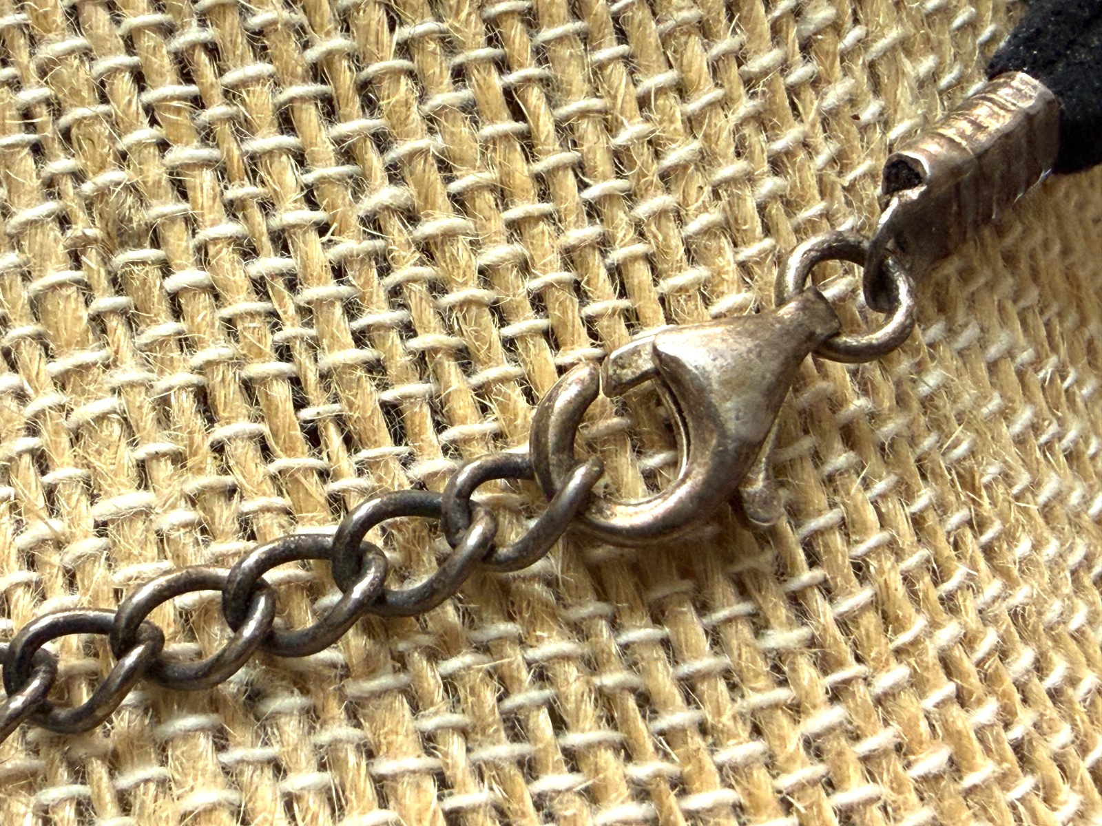 Vtg ATI Mexico .925 Sterling Mahogany Black Obsidian Pendant Suede Necklace