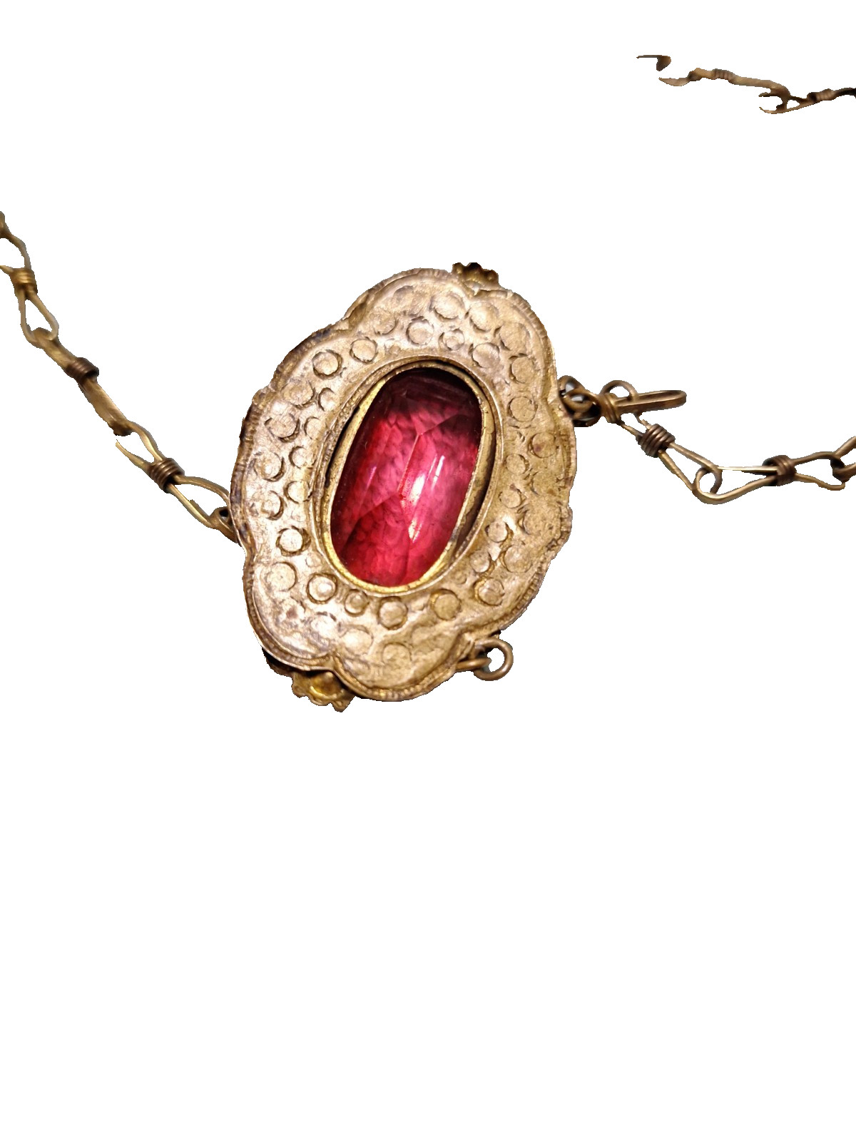 Vintage Victorian Faceted RED Pendant Necklace Non Magnetic