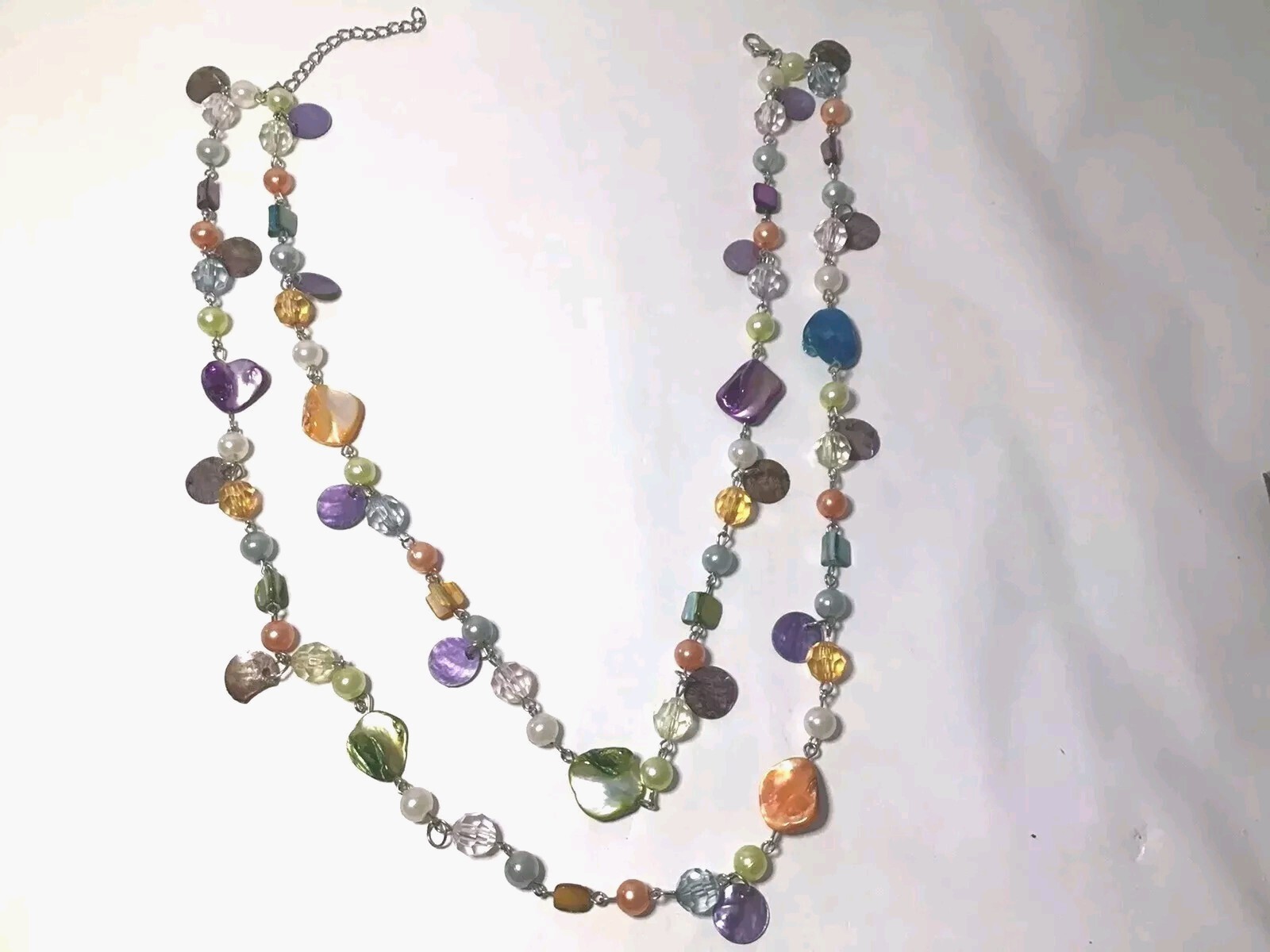 Mother Of Pearl Necklace Double or Single Strand Multi Color Pastels Vintage
