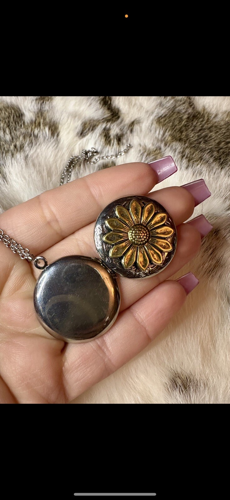 Sunflower Locket Necklace New Boho Country Western REN Fairy Vintage Silver Gift