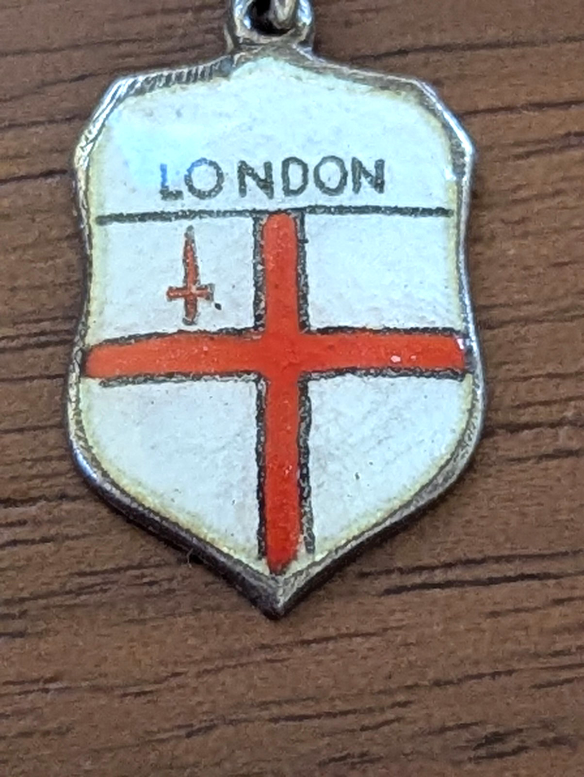 Sterling Silver & Enamel LONDON CHARM Coat of Arms ShieldVintage 1950 Post WWII