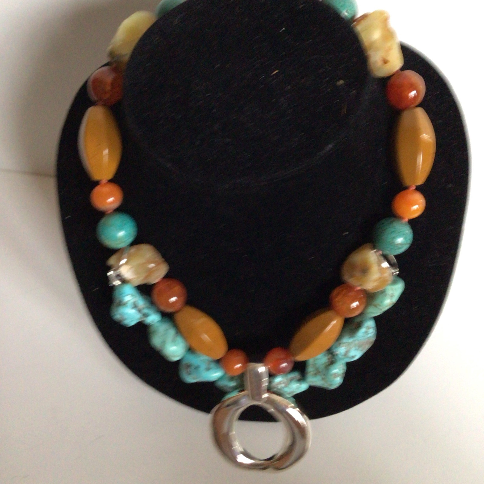 GORGEOUS SEBBAG VON MUSULIN NECKLACE PENDANT STERLING BEAUTIFUL TURQUOISE ROCKS