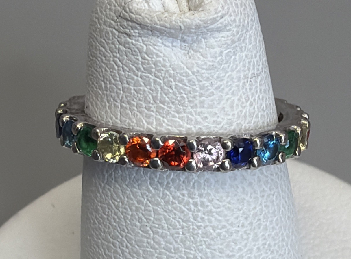 Sterling Silver Lot Of 5 Various MOP CZ Multicolor And White/Clear Rings Size 5