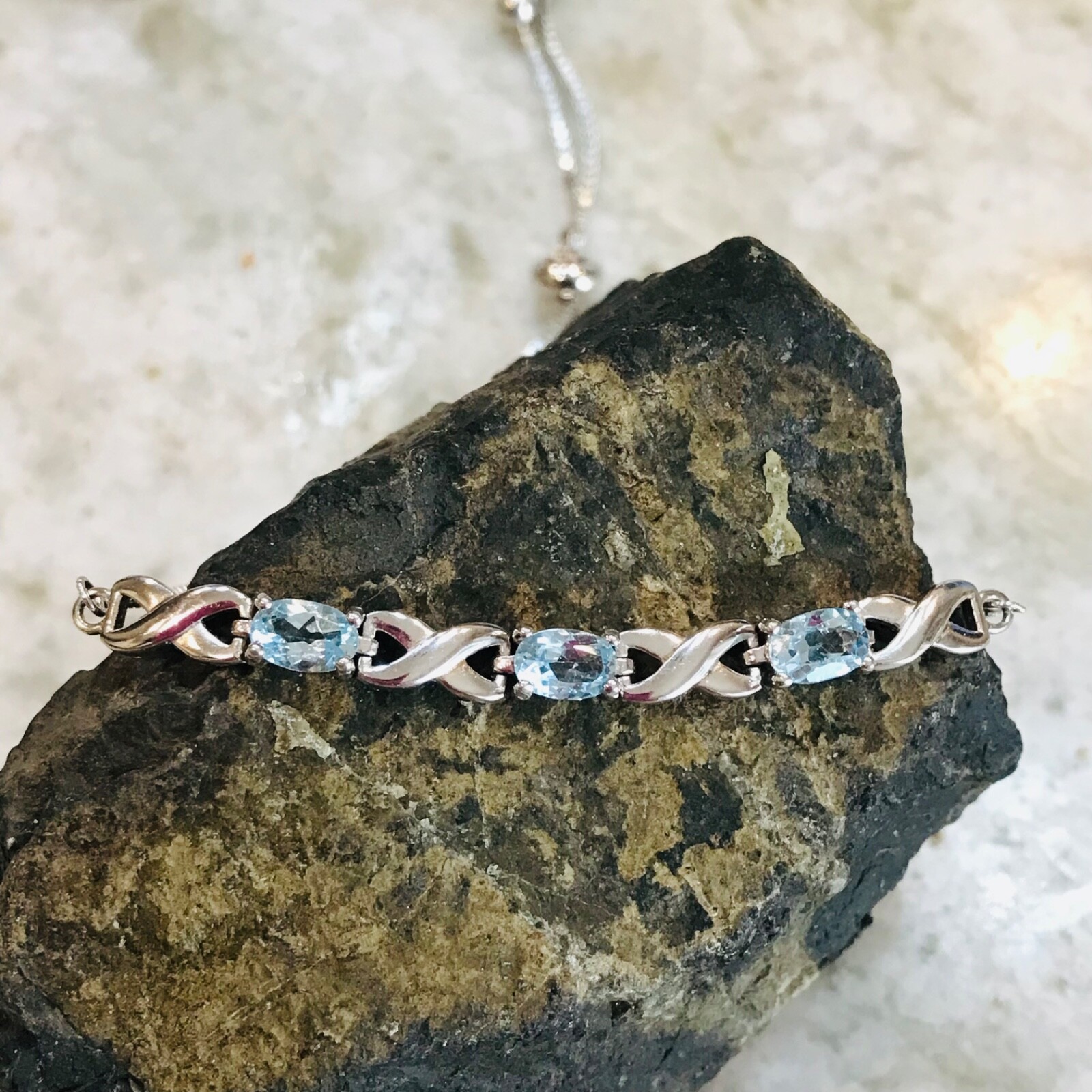 Blue Topaz Bracelet Sterling Silver 925 Slider Dee Berkeley DBJ TH Adj. 9+”