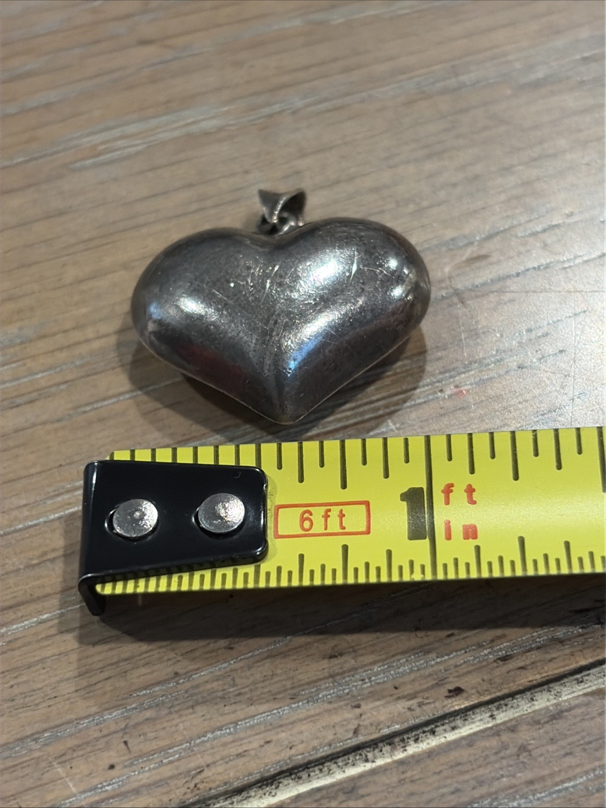 Vintage 925 Sterling Silver Puff Heart Pendant Charm