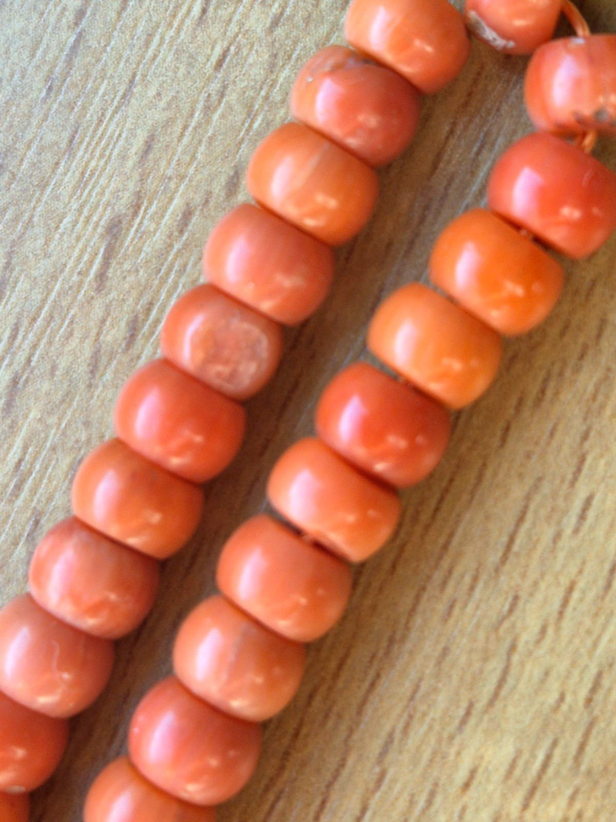 Antique necklace in Ukrainian style made of natural salmon-colored coral 26,2 gr