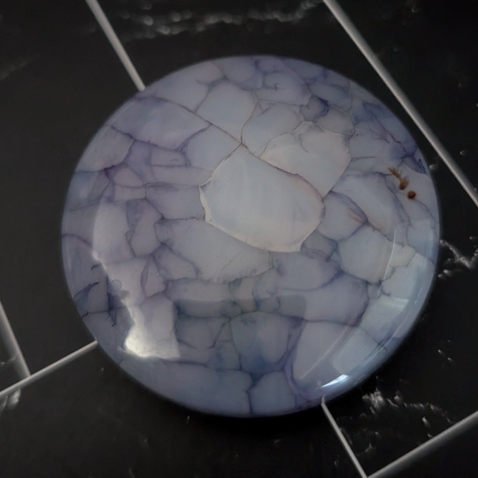 Vintage Pendant/Large Bead Blue Cracked Pattern Circle – No Chain Included