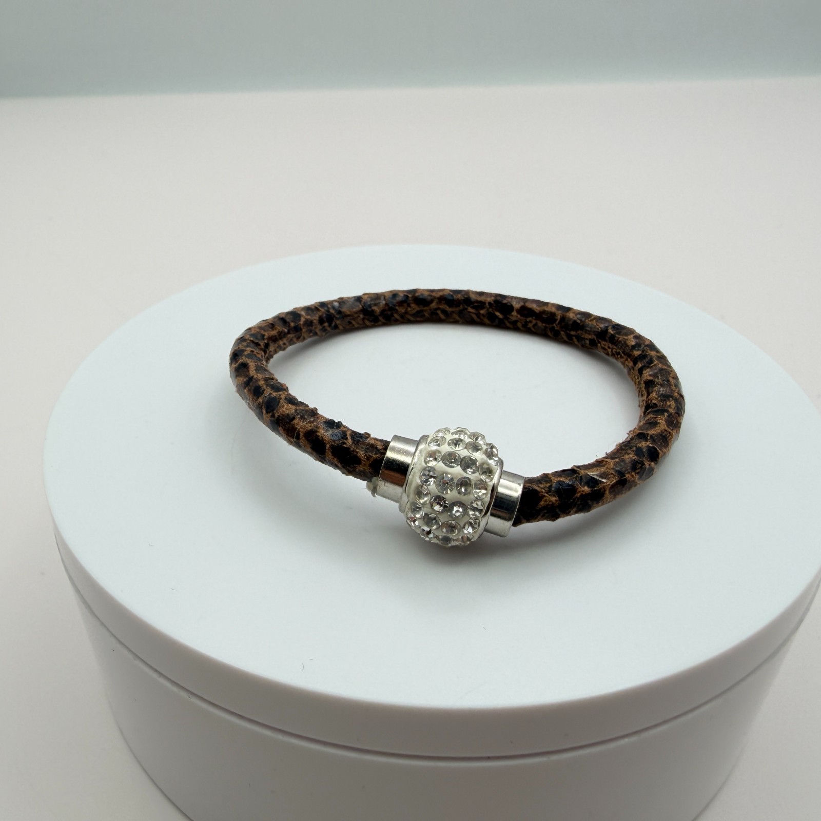 Vintage Y2K Leopard Print Faux Leather Rhinestone Bracelet Women’s Jewelry