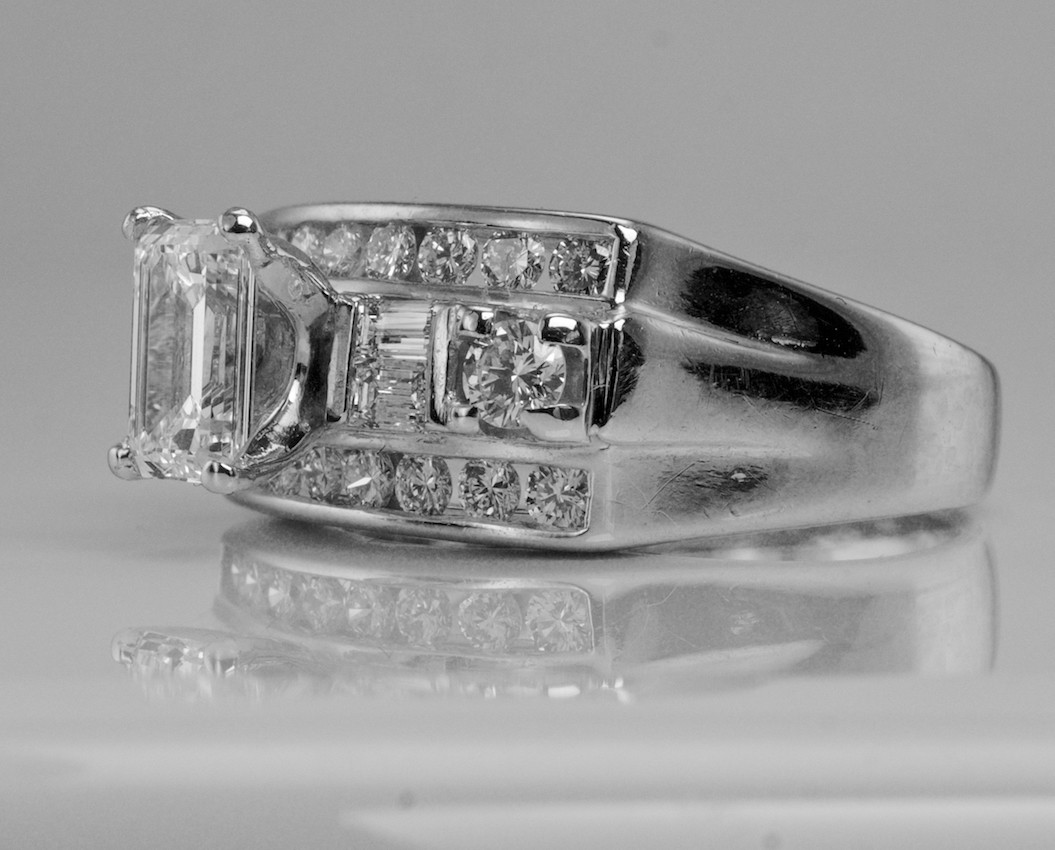 Natural Diamond Ring 14K White Gold Band 1.14 TDW Engagement Estate
