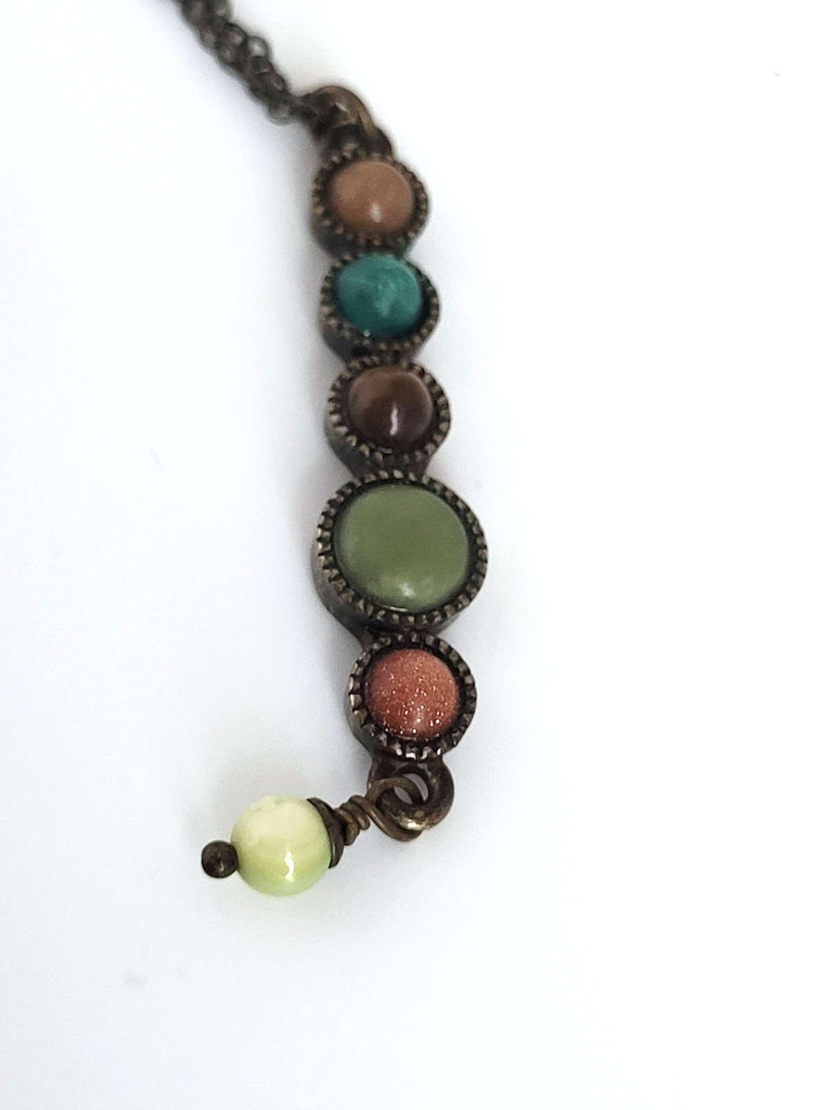 Vintage Lia Sophia “Wisp” Multi Stone Drop Pendant Necklace 16″