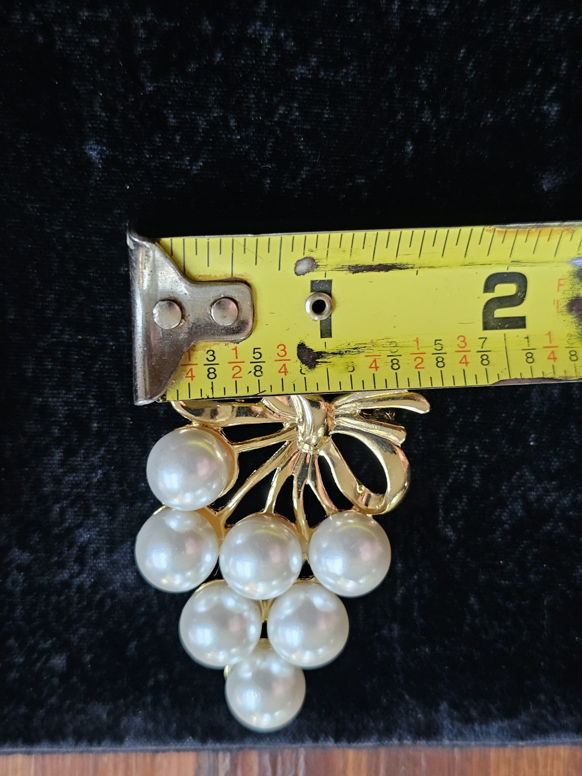 Vtg Lot 3 Brooch Grape Bunch Vine Clusters Imitation Pearl Gold Tone Fruit Pin