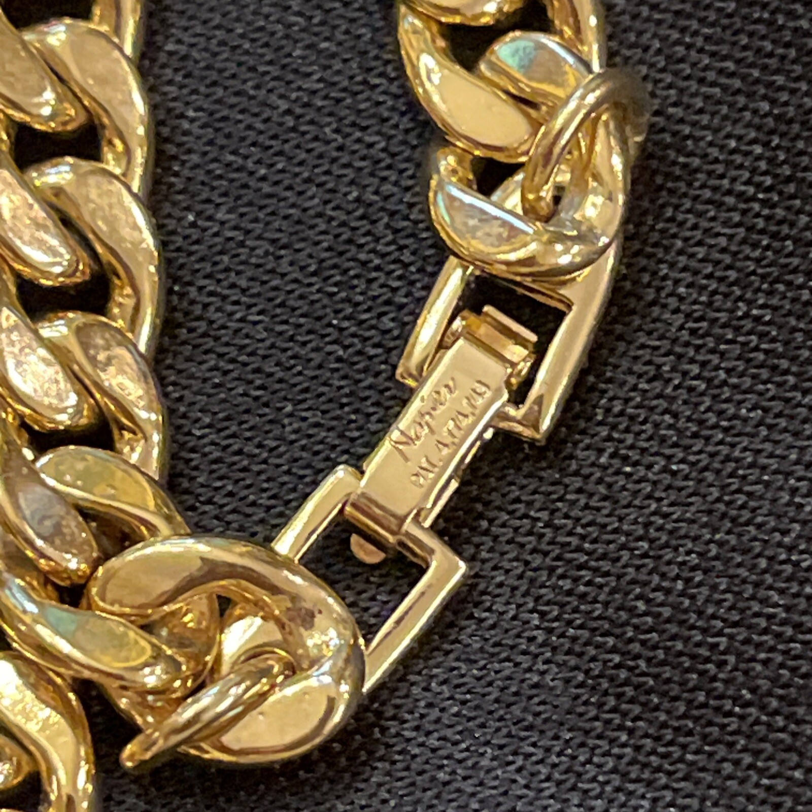 Vintage Napier Long Gold Tone Chain Double Bee Brooch & Clip On Earrings Set