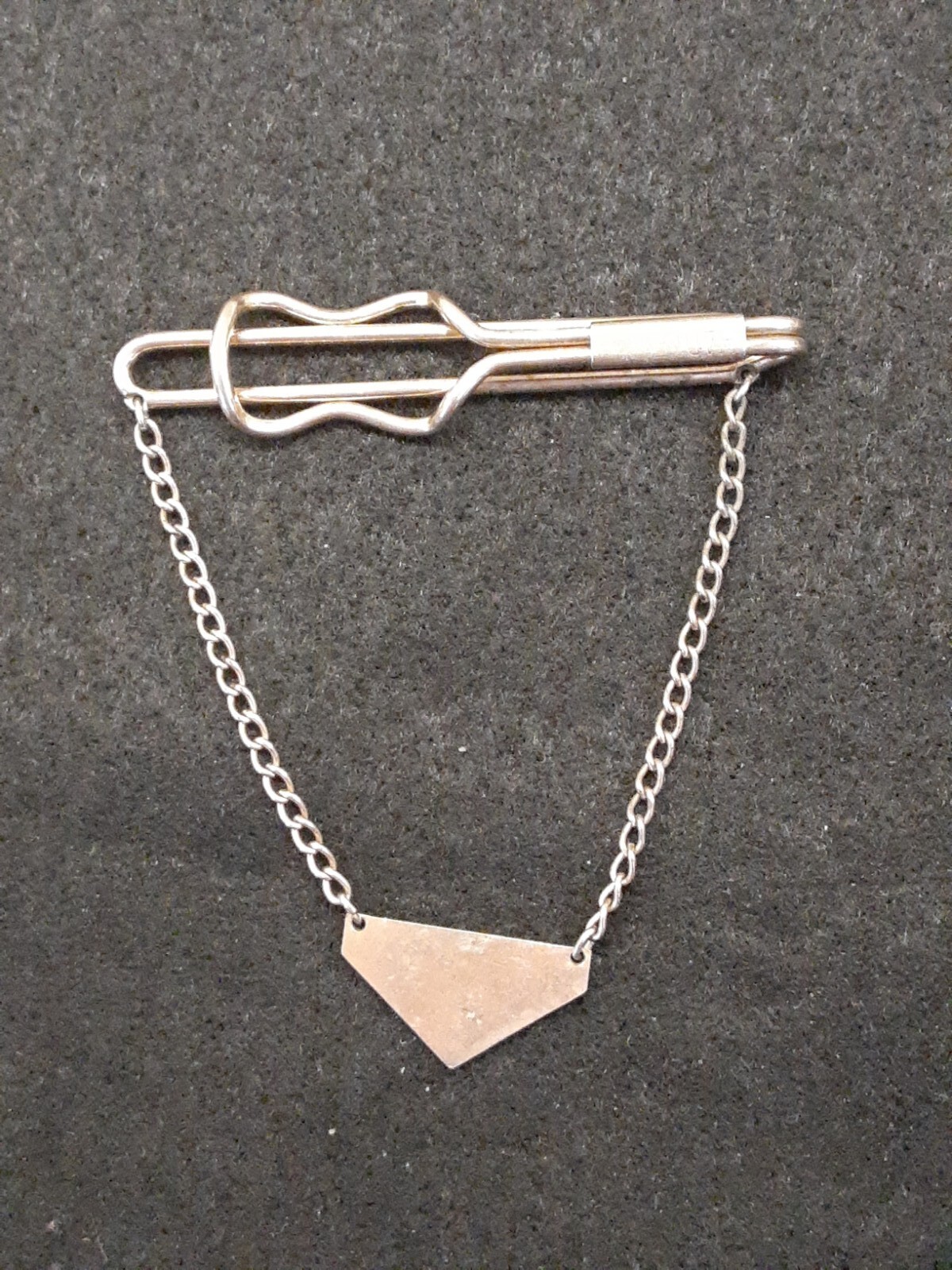Vintage Hadley Tie Bar Goldtone Chain w/Chevron Art Deco Pendant