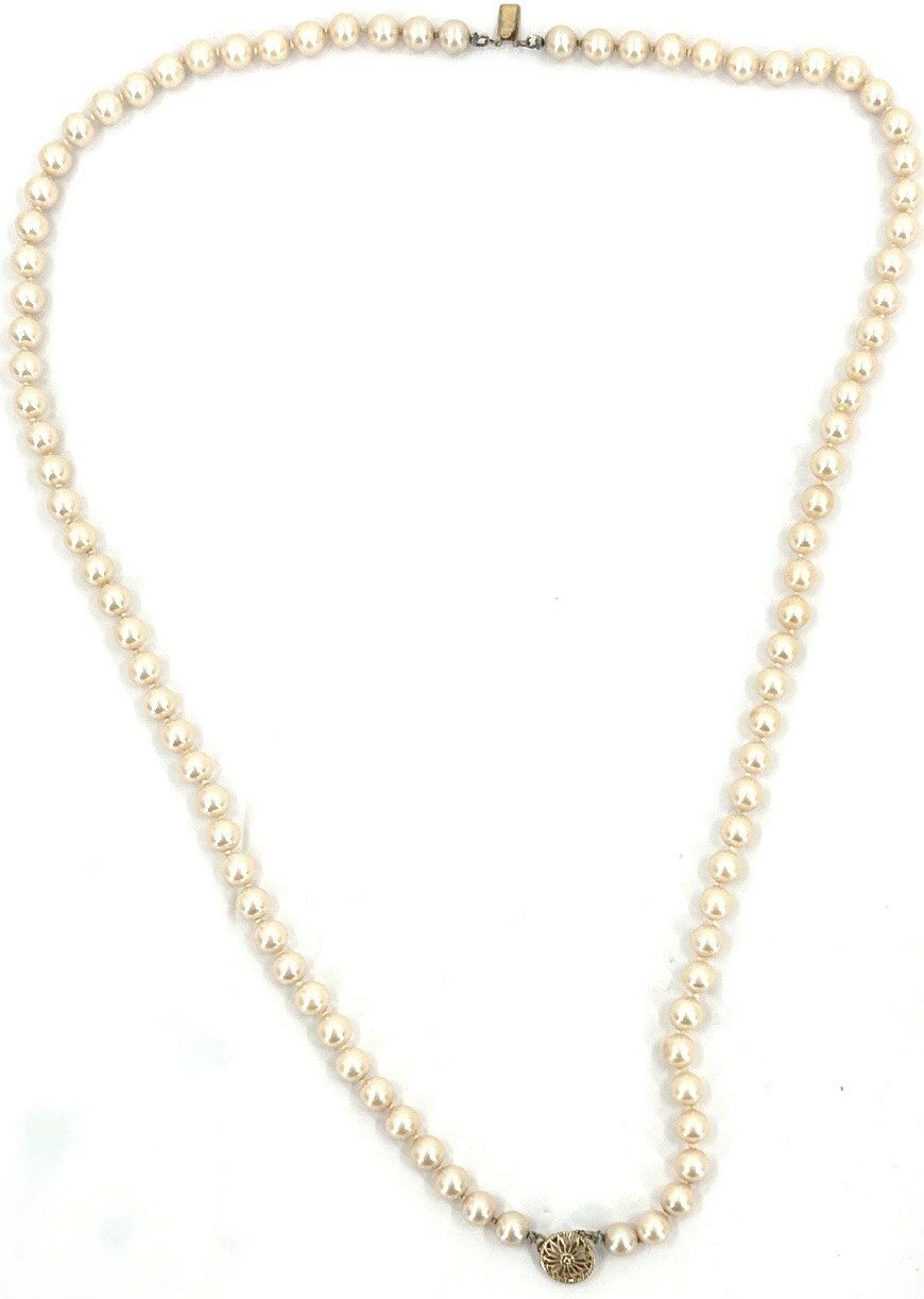 Vintage 1950’s Mid Century MCM Pearl Necklace – 16″ Long