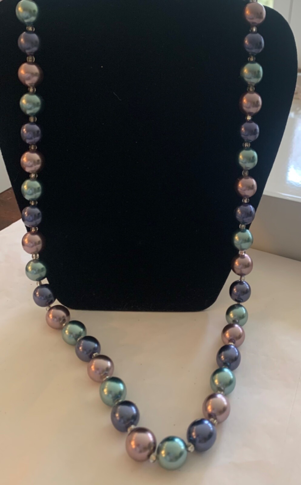 VINTAGE JOAN RIVERS Multi-Color Pastel Pearl Bead Strand Long Necklace
