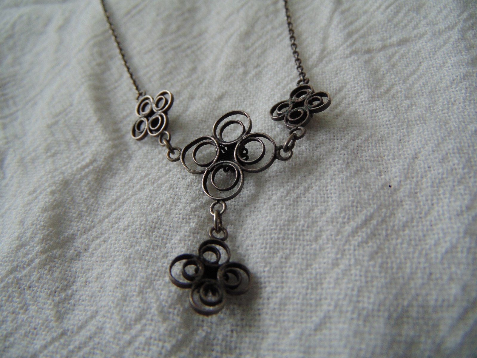 vintage antique sterling silver Cannetille necklace