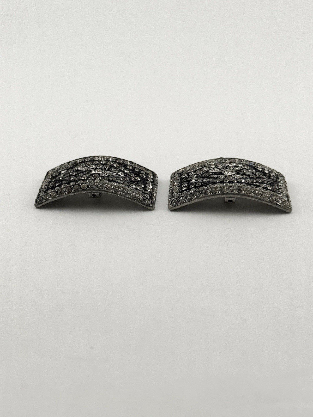 Vintage Fishson Henry Fishel & Son Silverite Buckles W/ Rhinestones