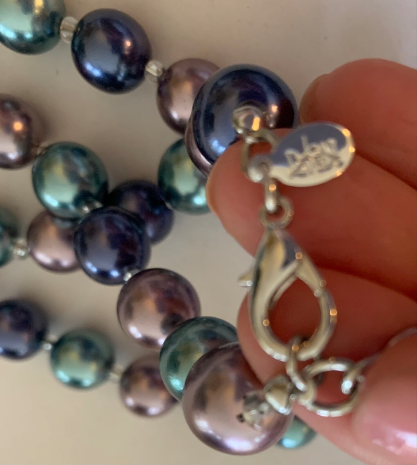 VINTAGE JOAN RIVERS Multi-Color Pastel Pearl Bead Strand Long Necklace