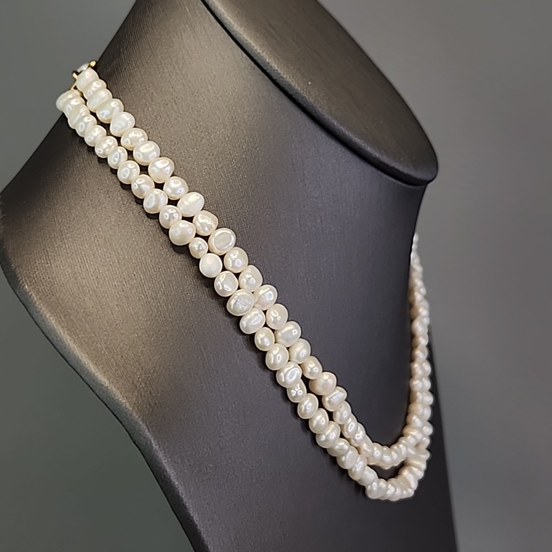 Vintage Freshwater Pearl Necklace White Double Layered Nine West 18″