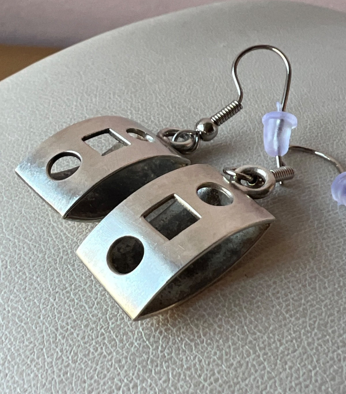 VINTAGE DESIGNER FORBES 925 STERLING SLVER GEOMETRIC DANGLE DROP EARRINGS UNIQUE
