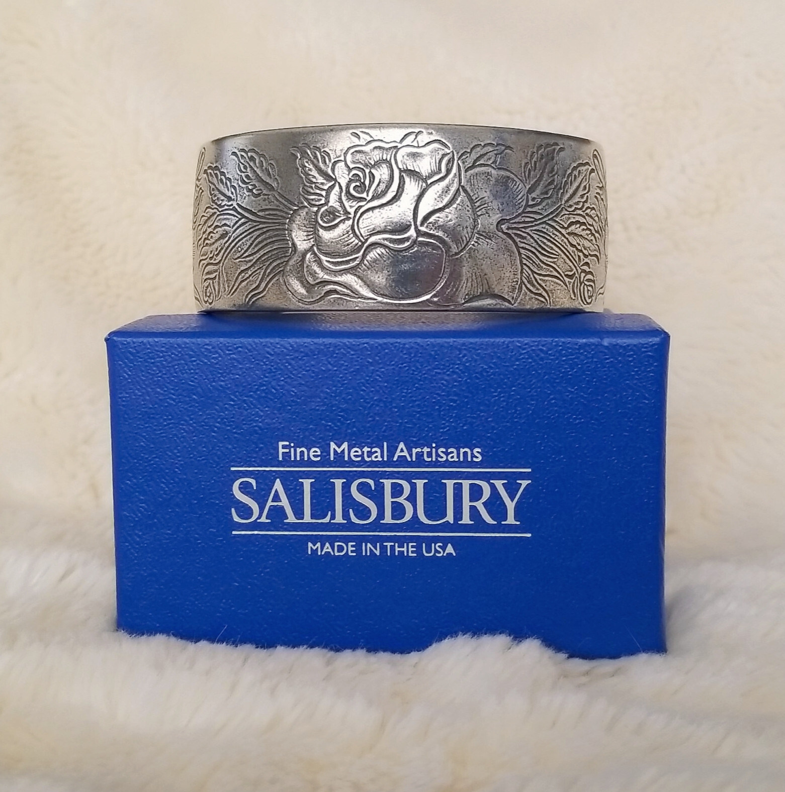 Salisbury Artisans Pewter Cuff Etched June Bracelet – In Original Box