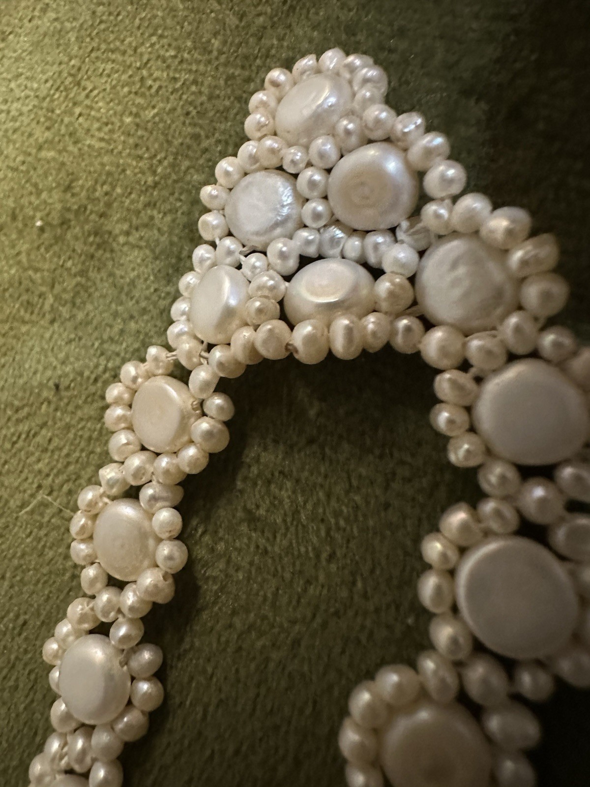 Vintage Handmade Pearl Beaded Statement Necklace – Elegant Bridal Jewelry
