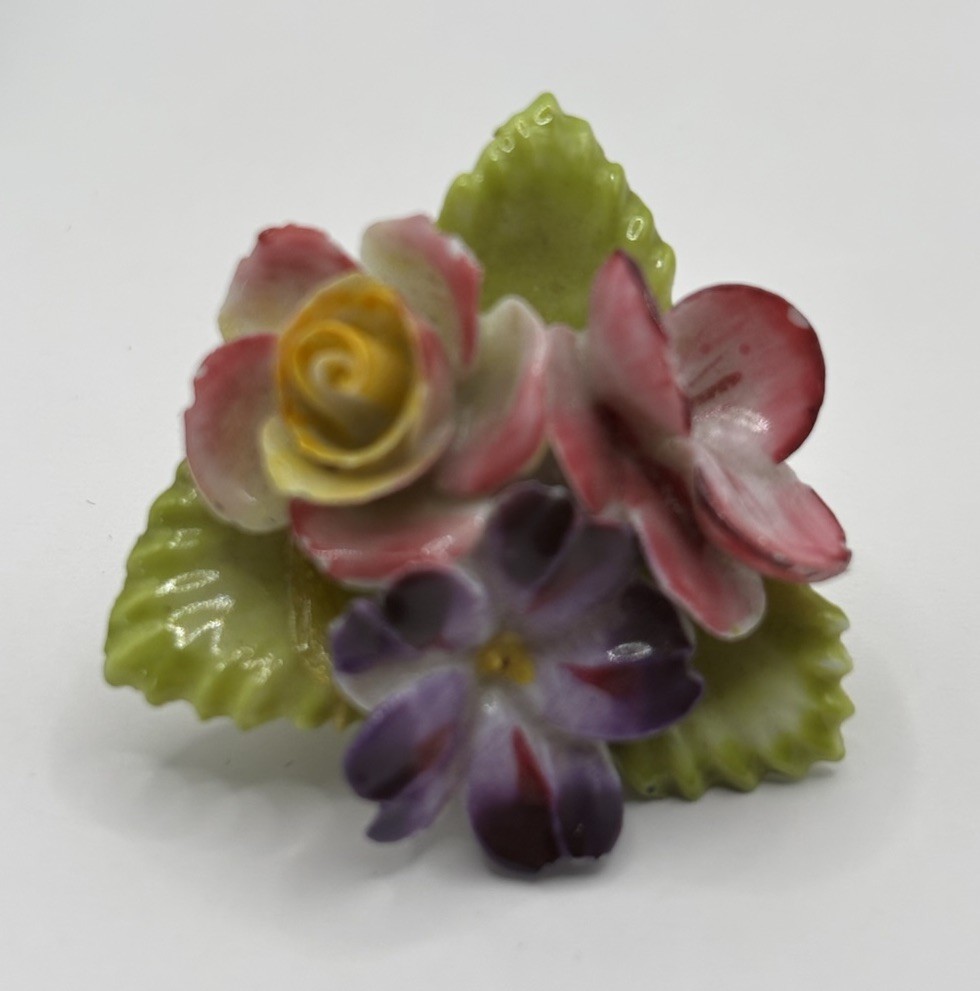 Vintage Set of 2 Floral Bone China Pins/Brooches Hand Painted In England
