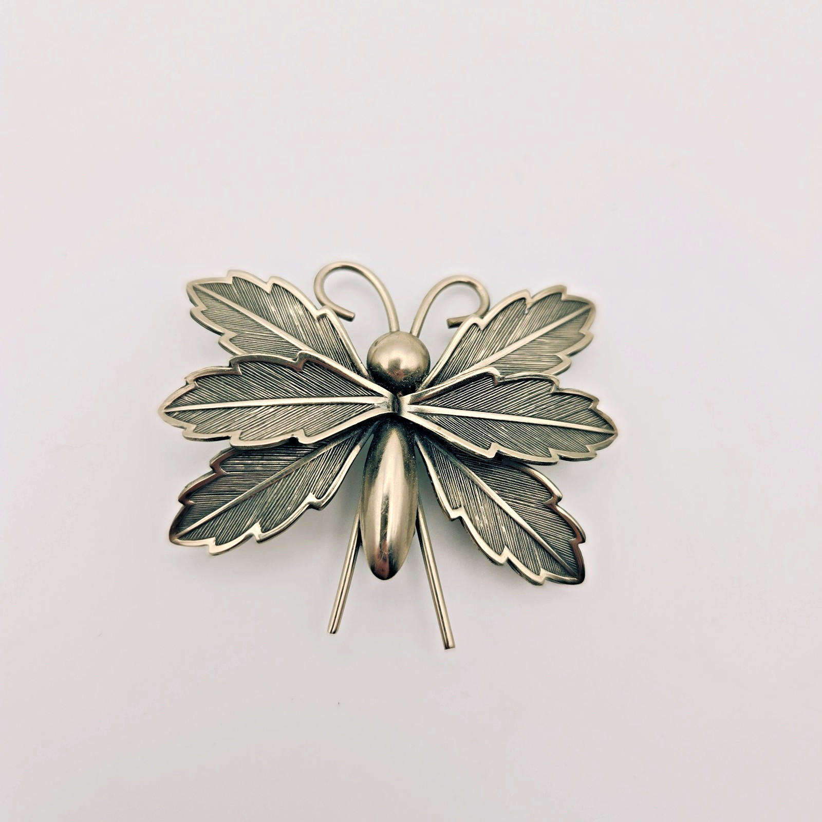 Bell Trading Post 1950s Butterfly Brooch Nickel Silver Vintage Signed Pin MCM