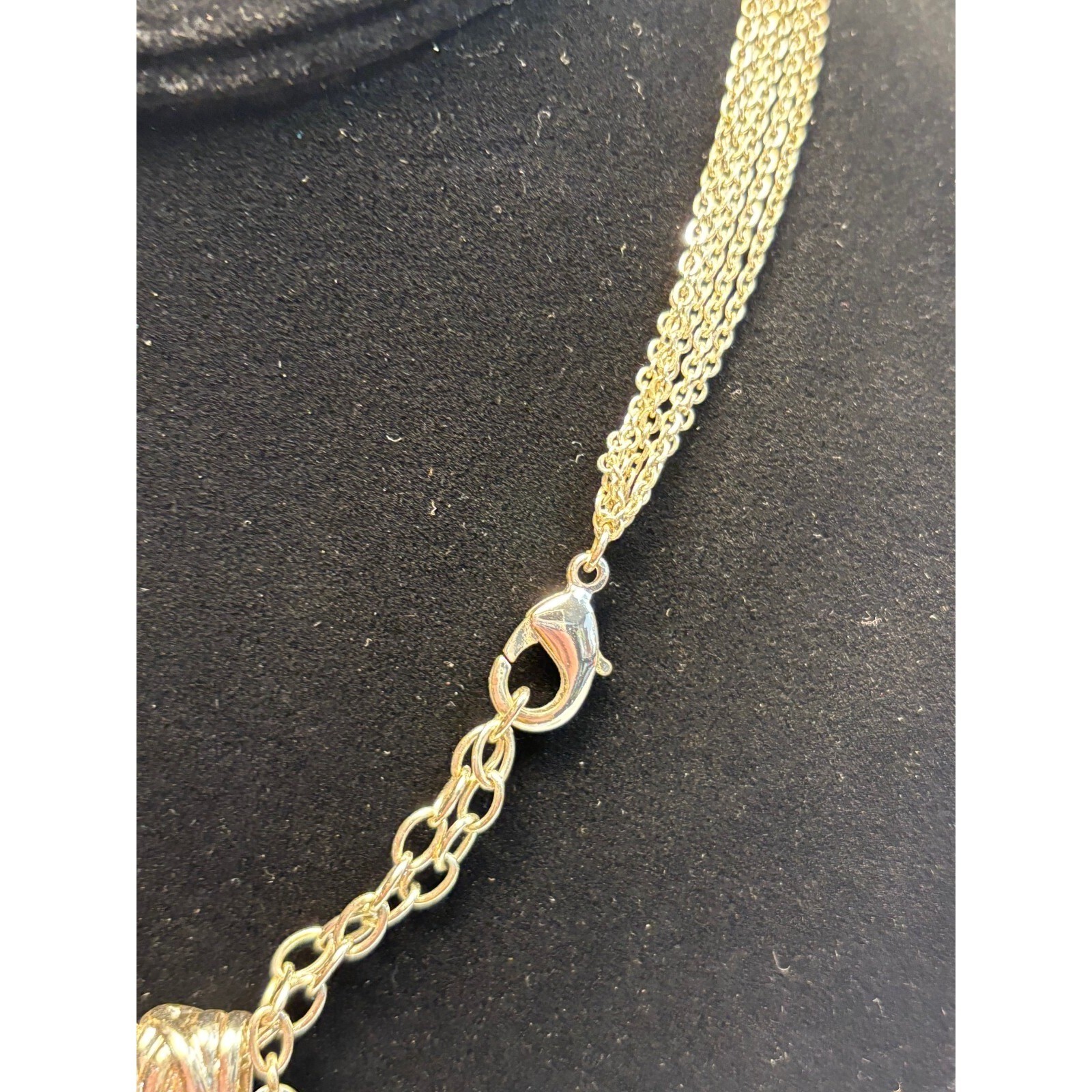 Chunky Brutalist Necklace In Silver Tone with Silver Tone Pendant Beads 18 in